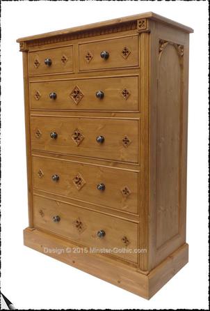 Minster Gothic Classic Chest 2 over 4 of Drawers.