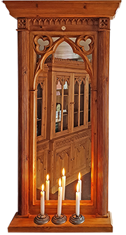 Minster Gothic Classic "Fr.Wayne" Wall Mirror with shelf.