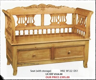 KeenPine Classics French Style 2-seater Settle with Drawers #4041