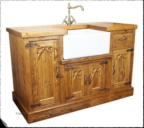 Minster Gothic Rustic Kitchen Belfast Sink Unit.   Normal price £1,745.00 (not including sink & taps).  Price after "Test Pilot" introductory discount £1,485.00