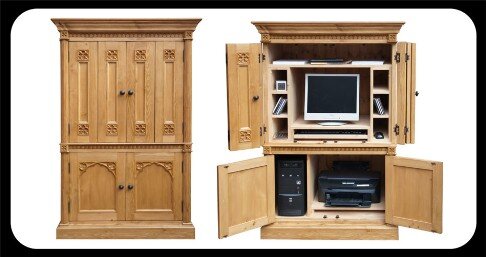 Minster Gothic PC Cabinet with bi-fold doors.
