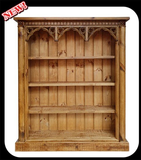 Minster Gothic Fusion "Charlotte" DVD/Bookcase in Antique Pine Finish