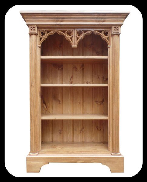 Minster Gothic Classic "Collighan" Small Bookcase in Antique Pine Finish